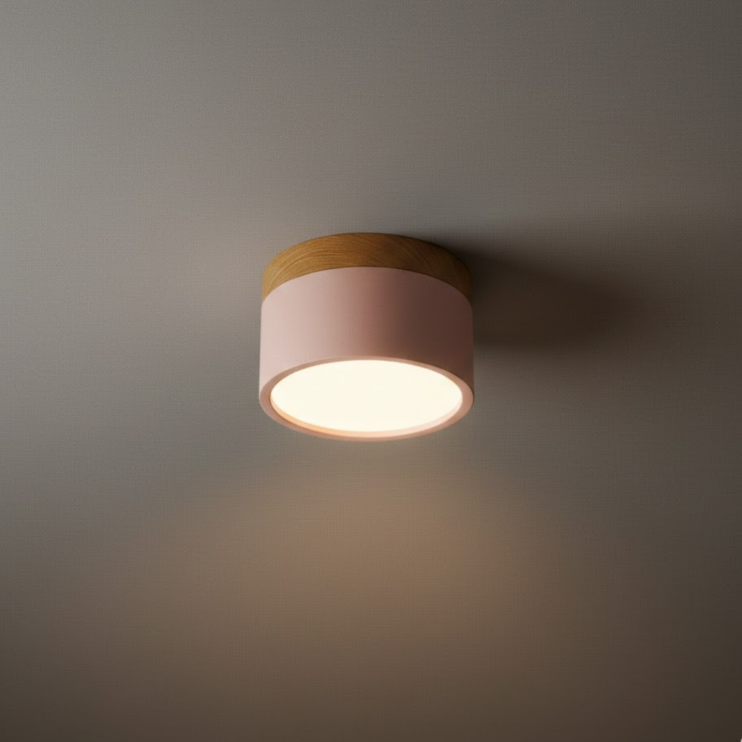 Morandia Nordic LED Ceiling Light Cylinder - Metal/Wood for Hallway