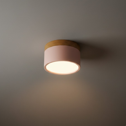Morandia Nordic LED Ceiling Light Cylinder - Metal/Wood for Hallway