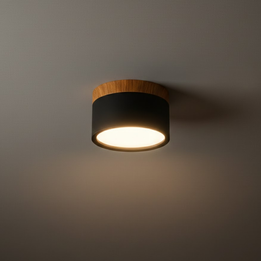 WV503 Morandia Nordic LED Ceiling Light Cylinder - Metal/Wood for Hallway