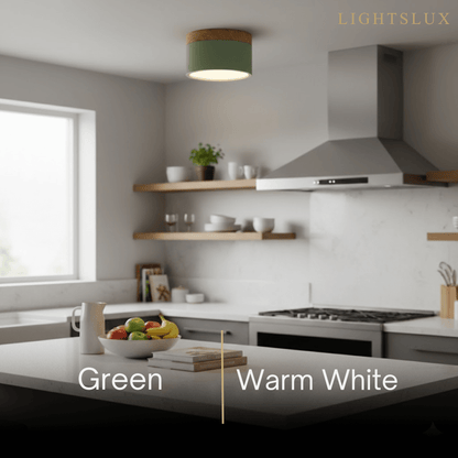 Morandia Nordic LED Ceiling Light Cylinder - Metal/Wood for Hallway