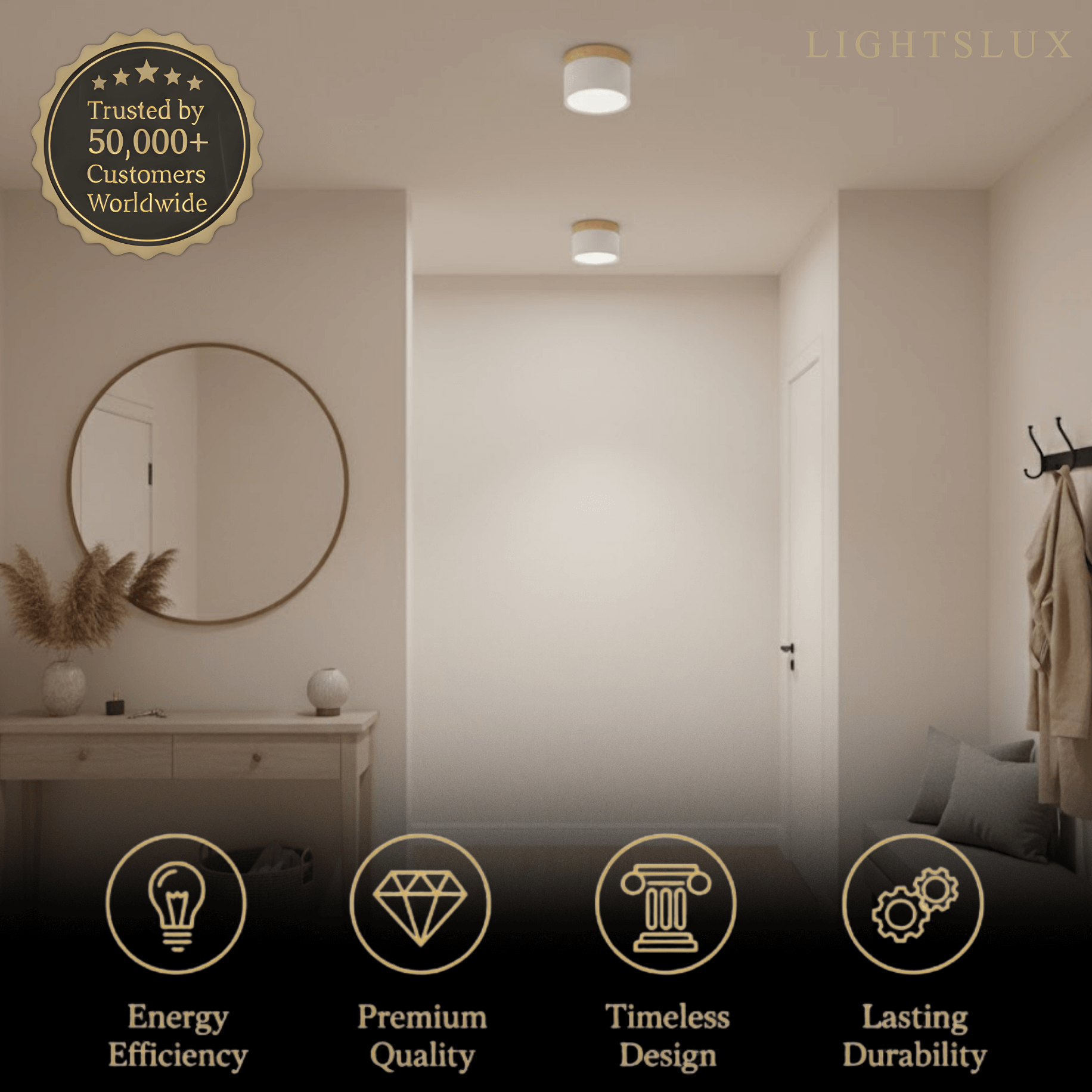 Morandia Nordic LED Ceiling Light Cylinder - Metal/Wood for Hallway