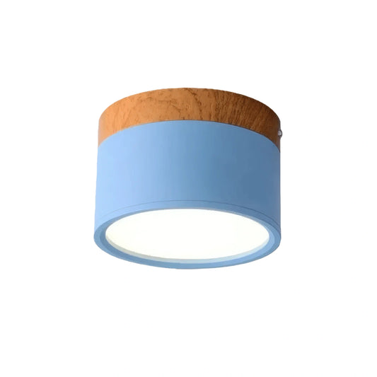 Morandia Nordic Cylindrical LED Ceiling Light – Metal/wood Fixture for Hallway