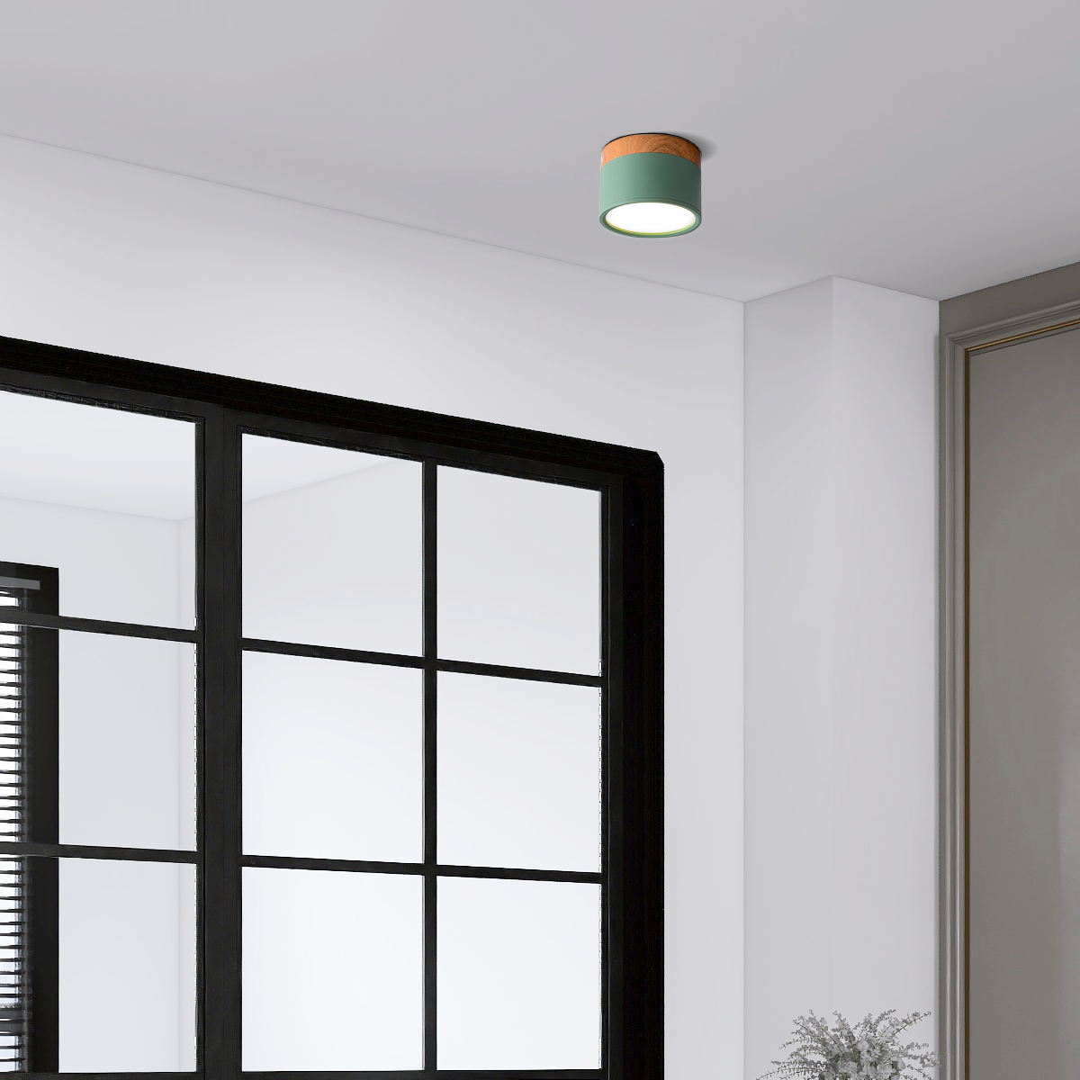Nordic Green Ceiling Light Cylinder for Living Room