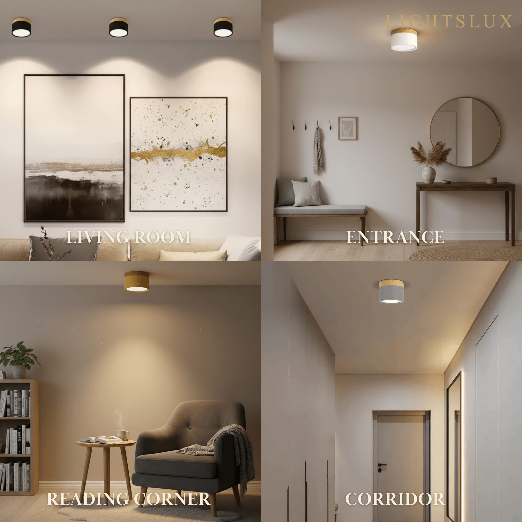 Morandia Nordic LED Ceiling Light Cylinder - Metal/Wood for Hallway