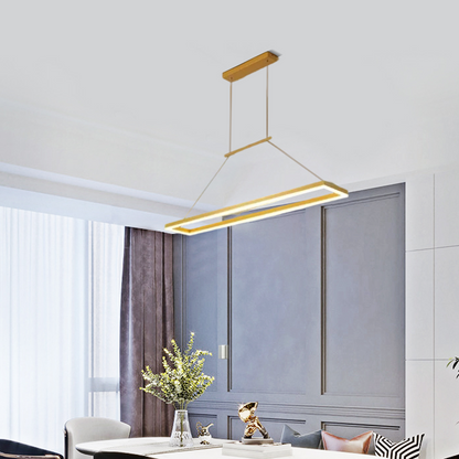 Rectangular Pendant Light — Gold/Coffee Metal Dimmable LED