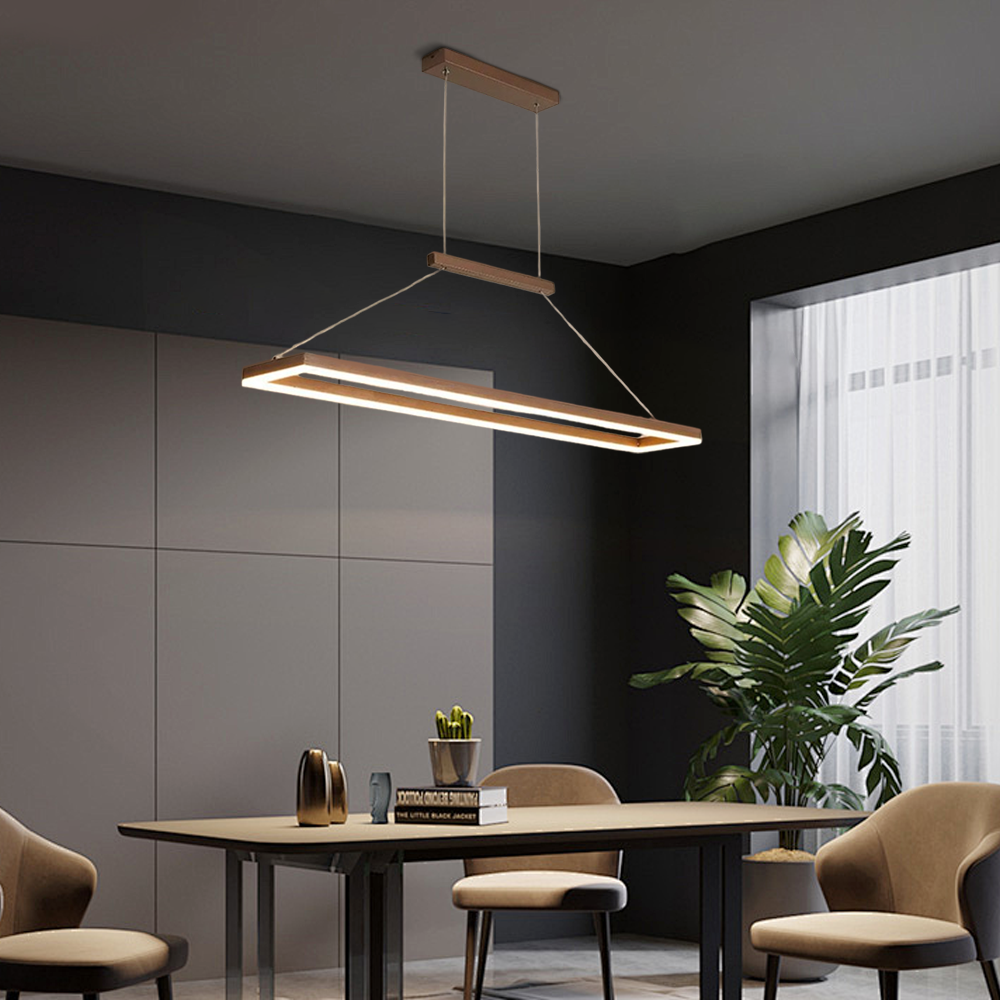 Rectangular Pendant Light — Coffee Metal with Dimmable