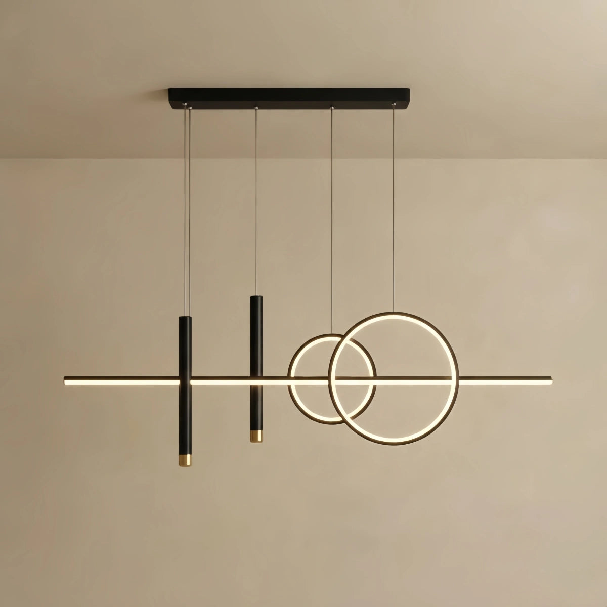 Arcato Modern Geometric Pendant Light — Black/White Metal & Acrylic Dining Room