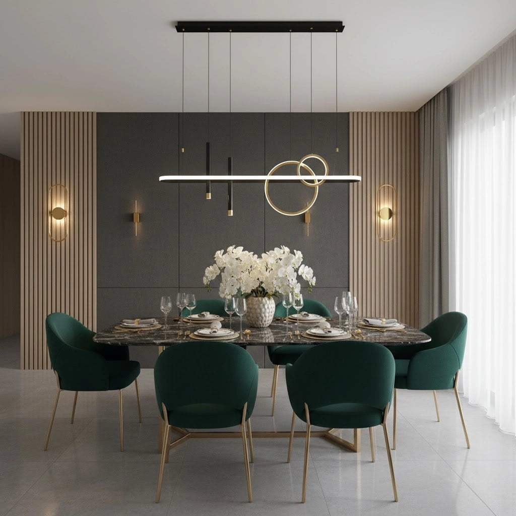 Pendant Light — Black/Gold Metal & Acrylic Dining Room