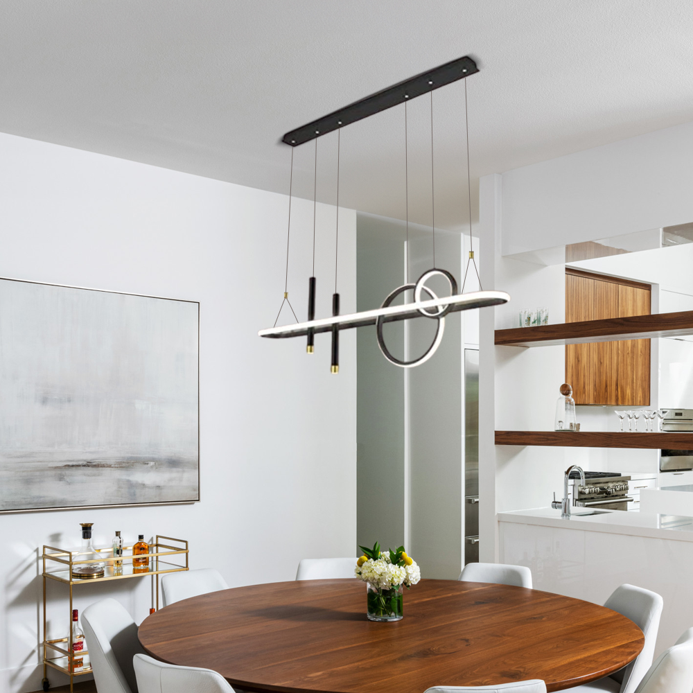 Modern Geometric Pendant Light — Black for Dining Room