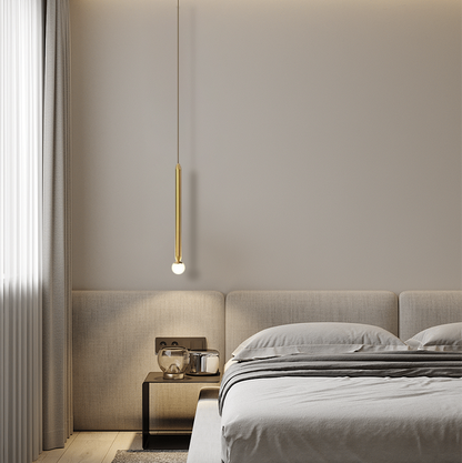 Arcato Modern Metal Pendant Light - Linear Gold Bedroom
