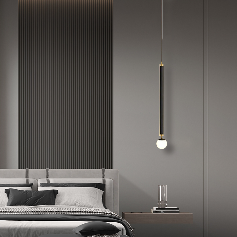 Arcato Modern Metal Pendant Light - Linear Black/Gold Bedroom