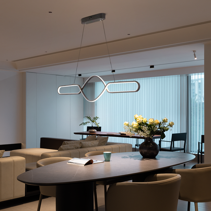 Pendant Light — Black Metal & Silica Gel Cross Linear