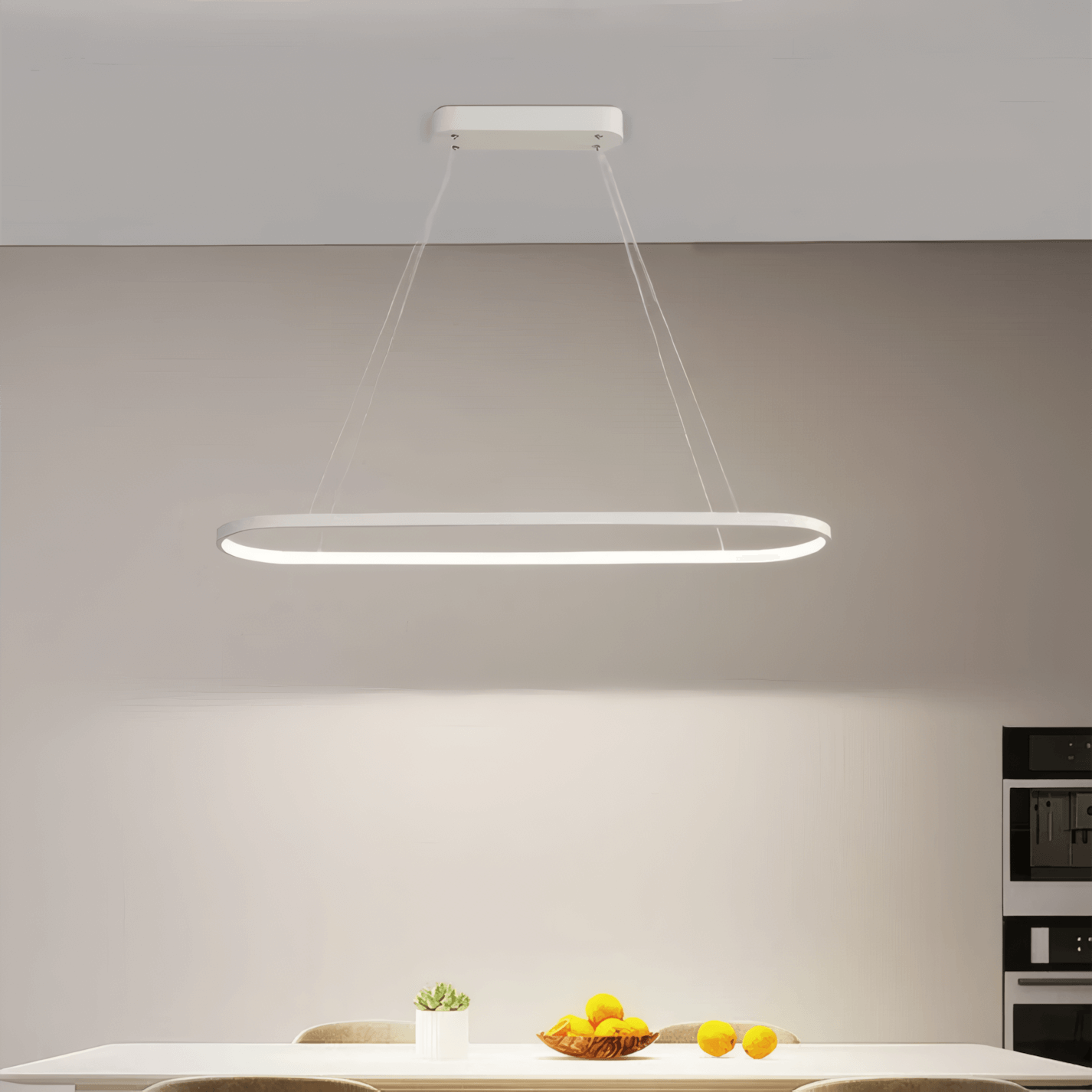 Modern White Oval Pendant Light for Dining Rom