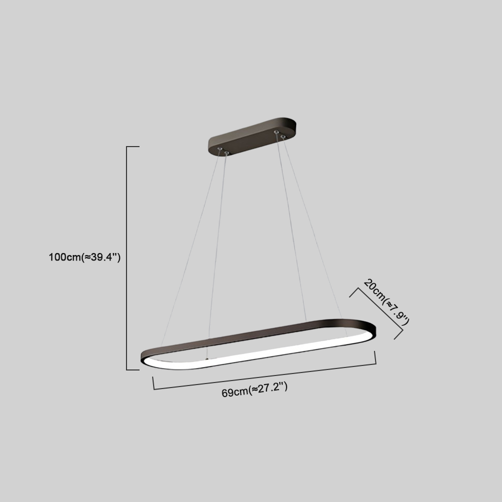 Modern Gold Oval Pendant Light Dimension