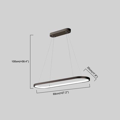 Modern Gold Oval Pendant Light Dimension