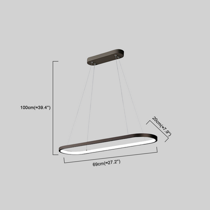 Modern Gold Oval Pendant Light Dimension