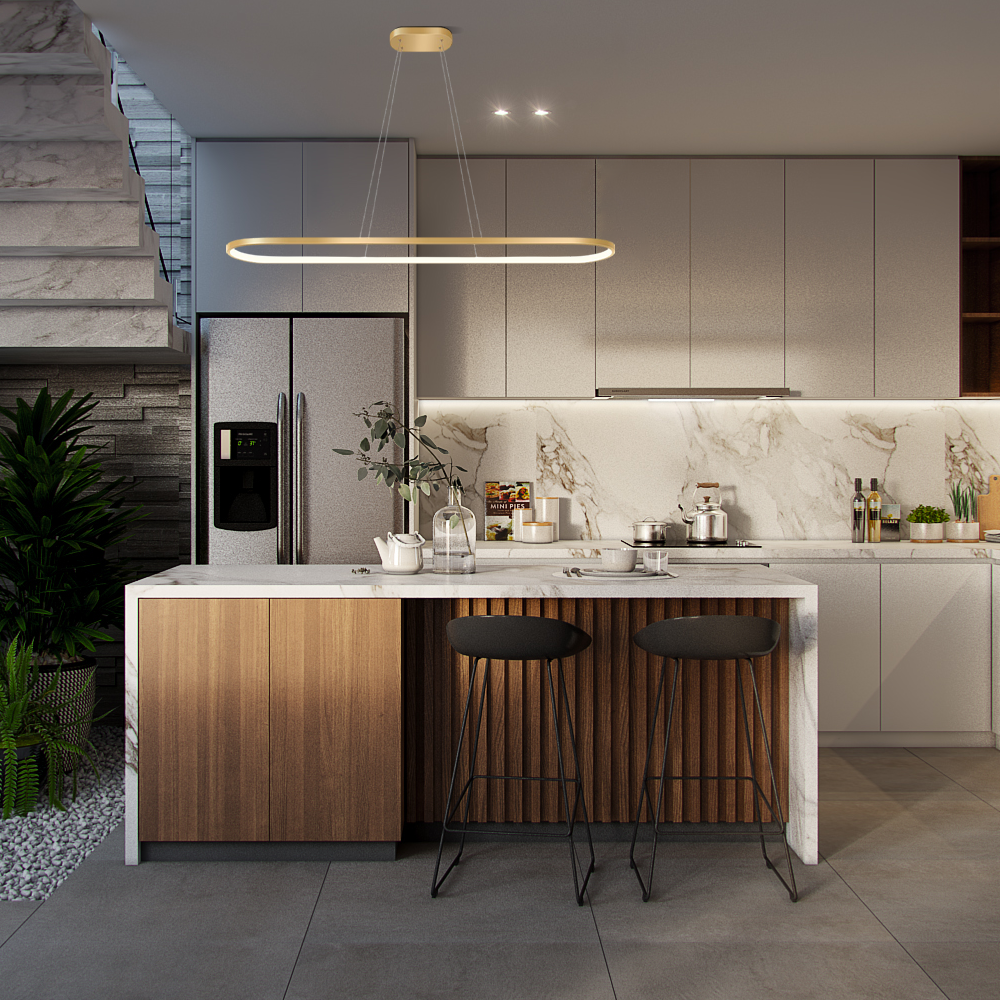 Modern Gold Oval Pendant Light for Kitchen Island