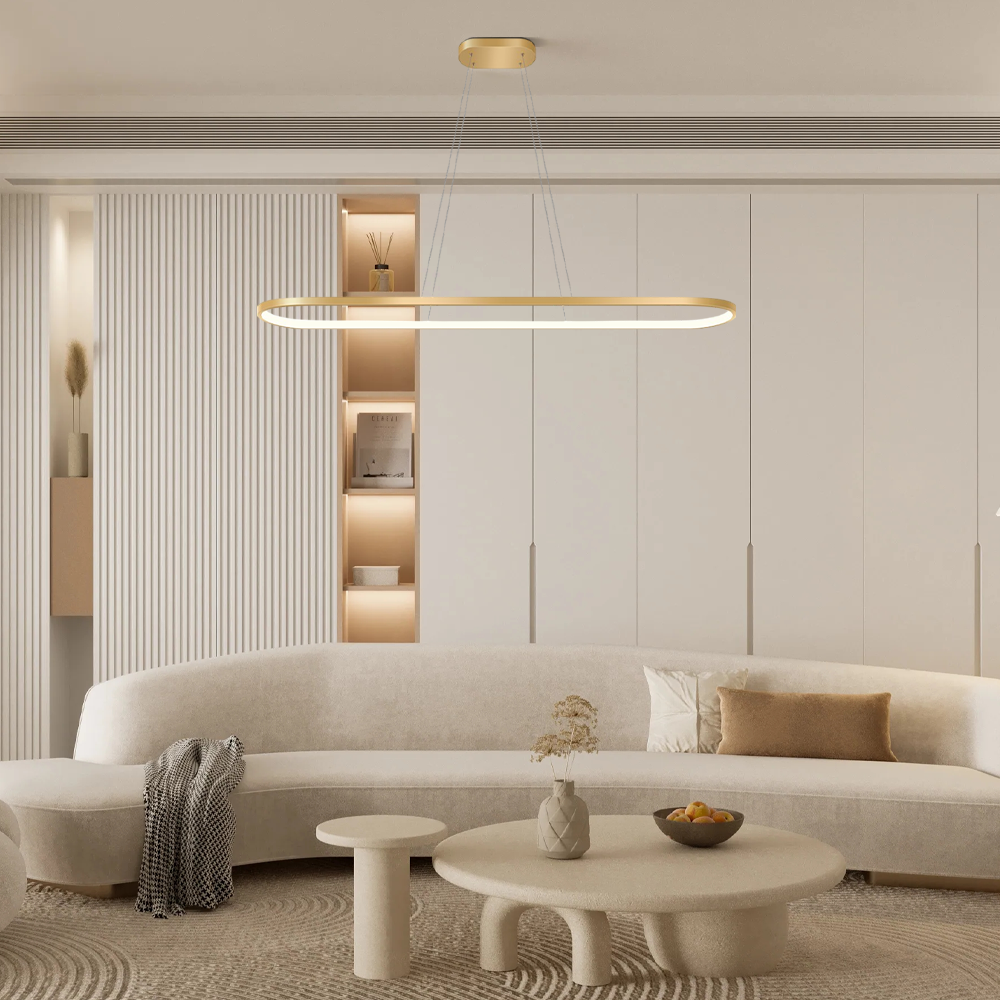 Modern Gold Oval Pendant Light for  Living Room