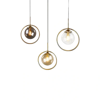 Vetro Modern Bubble Pendant Light – Grey/Clear Glass with Metal for Dining Room