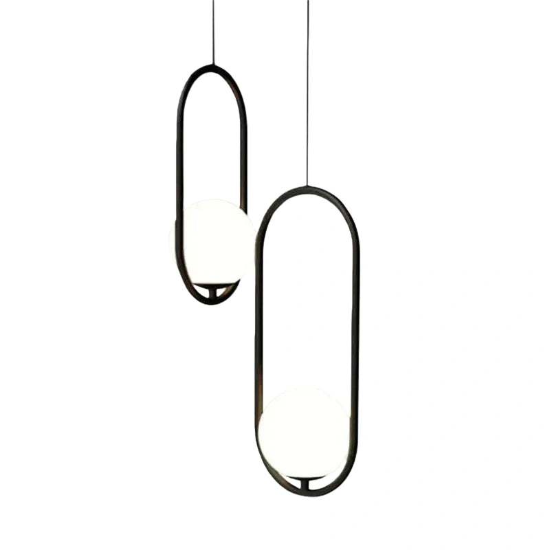 Lámpara colgante ovalada moderna Arcato - Metal negro/dorado/vidrio para sala de estar