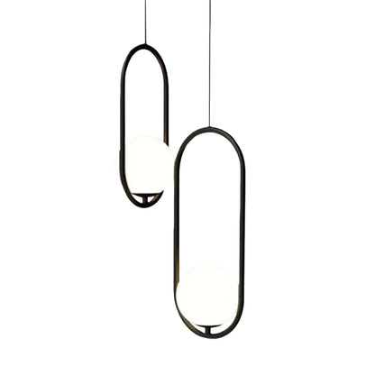 Lámpara colgante ovalada moderna Arcato - Metal negro/dorado/vidrio para sala de estar