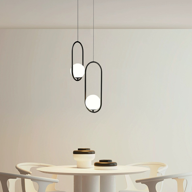  Modern Black Oval Pendant Light for Dining Room