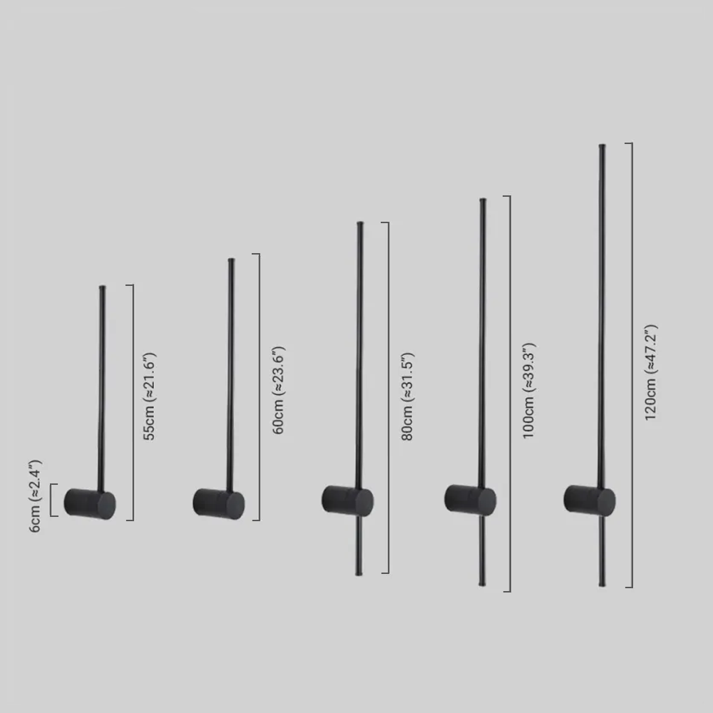 Minimalist Linear Black Wall Lamp with 4 Sizes