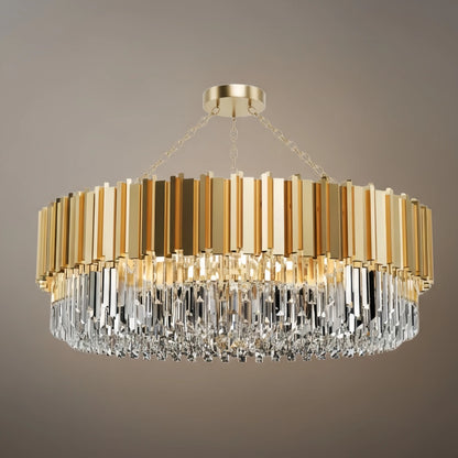 Excelis Royal Gold Crystal Chandelier – Tiered Metal with Sparkling Crystals