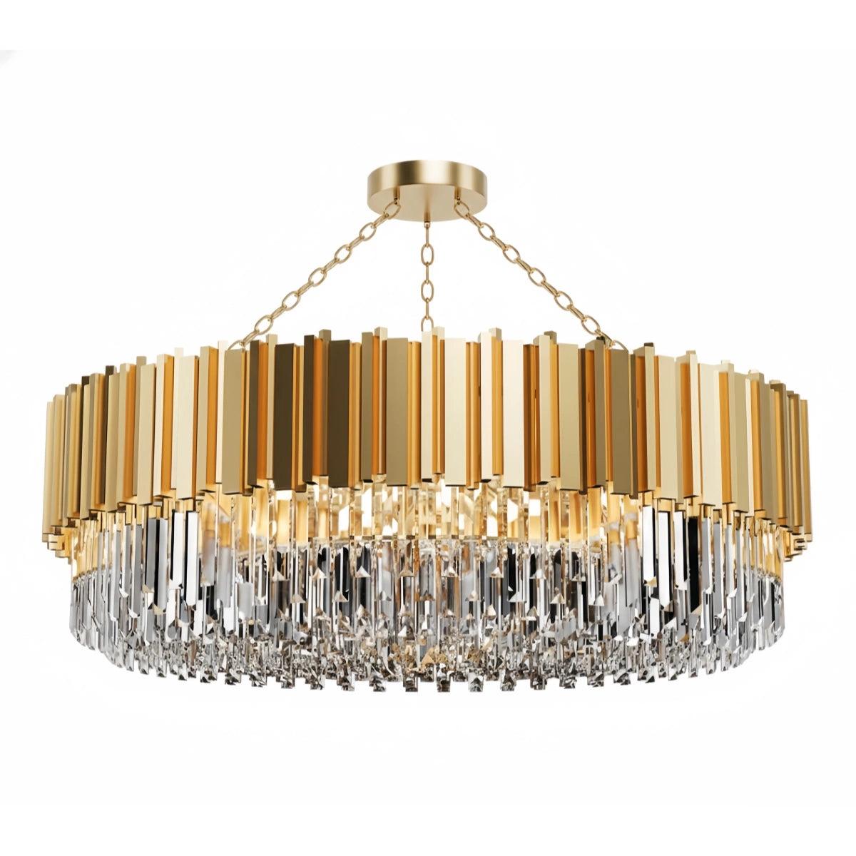 Excelis Royal Gold Crystal Chandelier – Tiered Metal with Sparkling Crystals