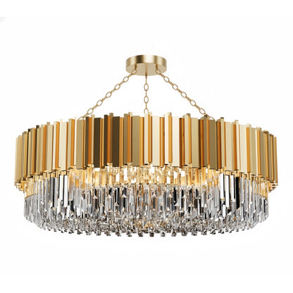 Excelis Royal Gold Crystal Chandelier – Tiered Metal with Sparkling Crystals