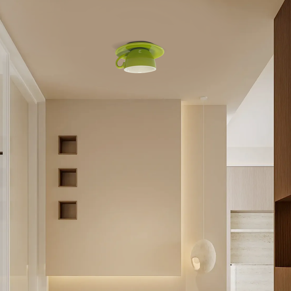 Vivara Art Deco Ceramic Ceiling Light - 7-Color Options Cup Design for Bedroom