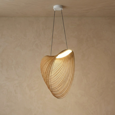 Zenno Art Deco Pendant Light - Irregular Wooden Design for Dining Room