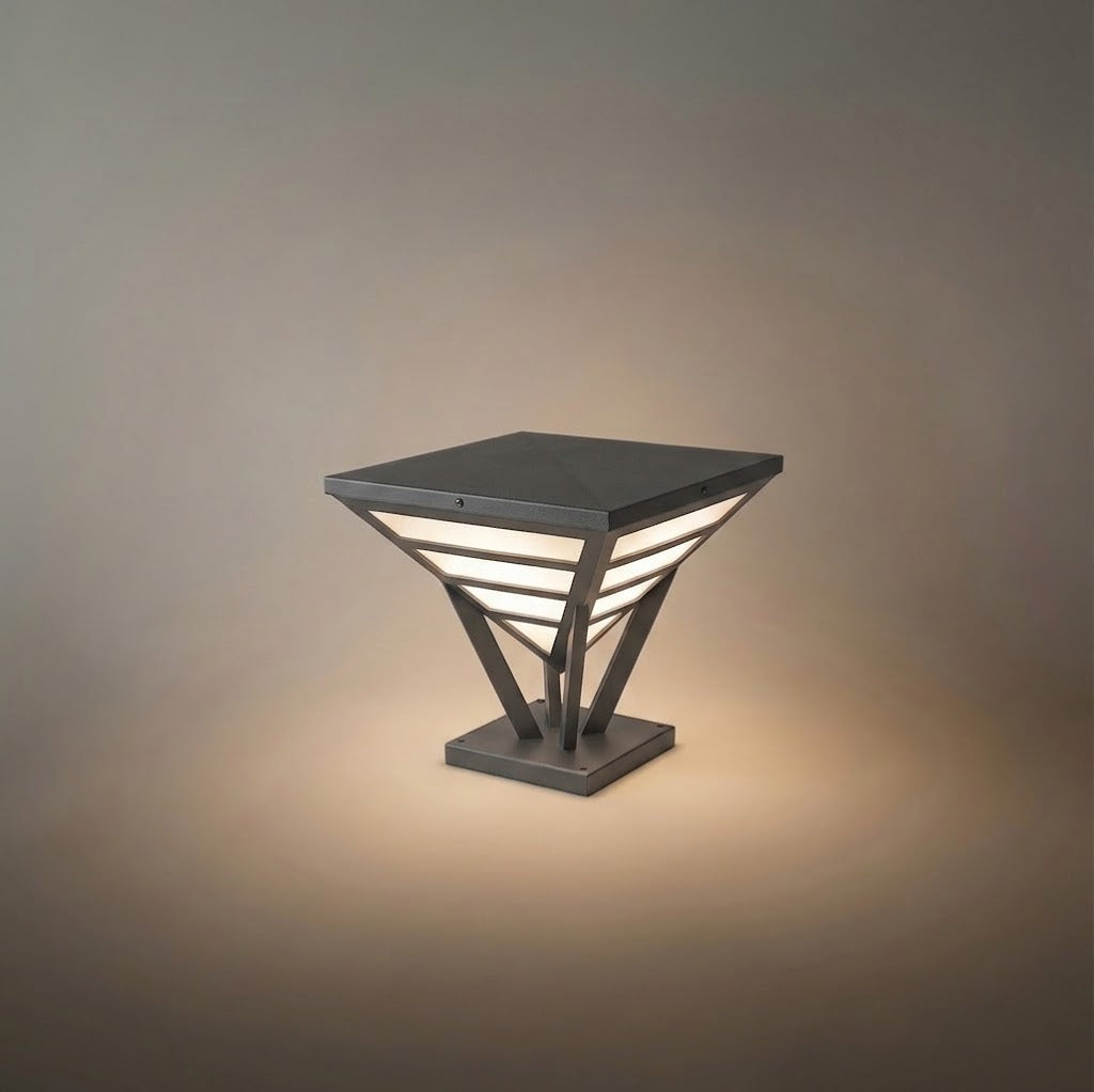 Arcato Industrial Black Pillar Light - Diamond Metal Design for Garden