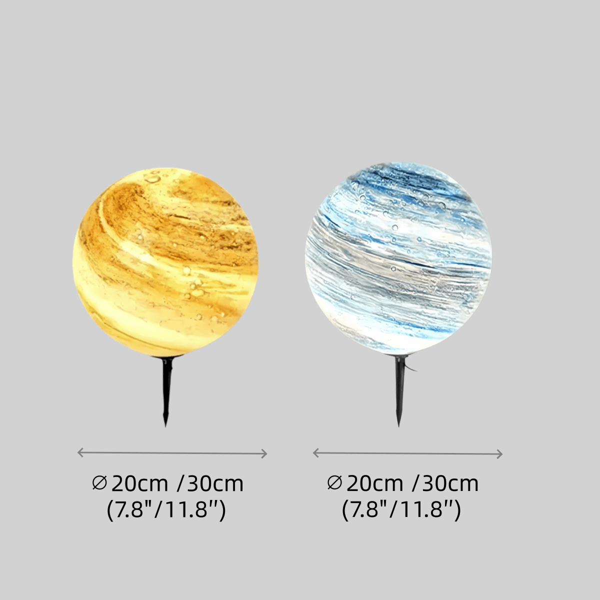 Lámpara Solar de Jardín Exterior Lunara Nordic Planet de Metal Azul y Amarillo
