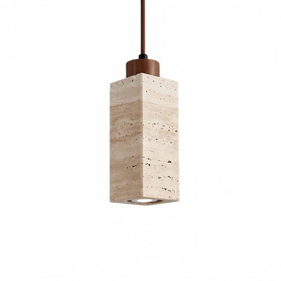 Strata Natural Column Pendant Light -Beige Travertine for Kitchen Island