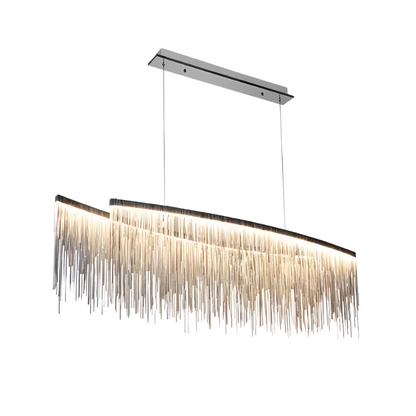 Gold or Chrome Pendant Light – Luxury Tassel Metal Fixture for Dining Room