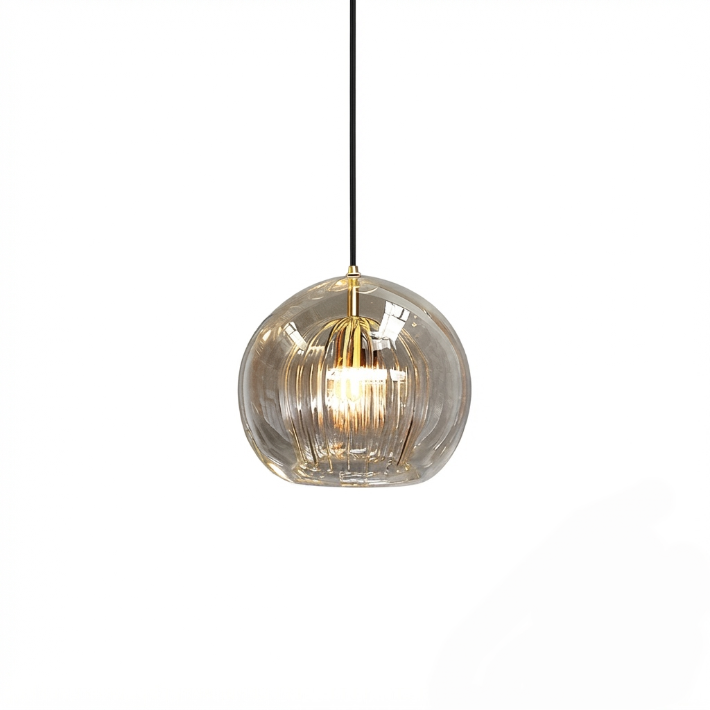 Lámpara colgante Vetro Nordic Globe – Cristal transparente o ámbar para dormitorio
