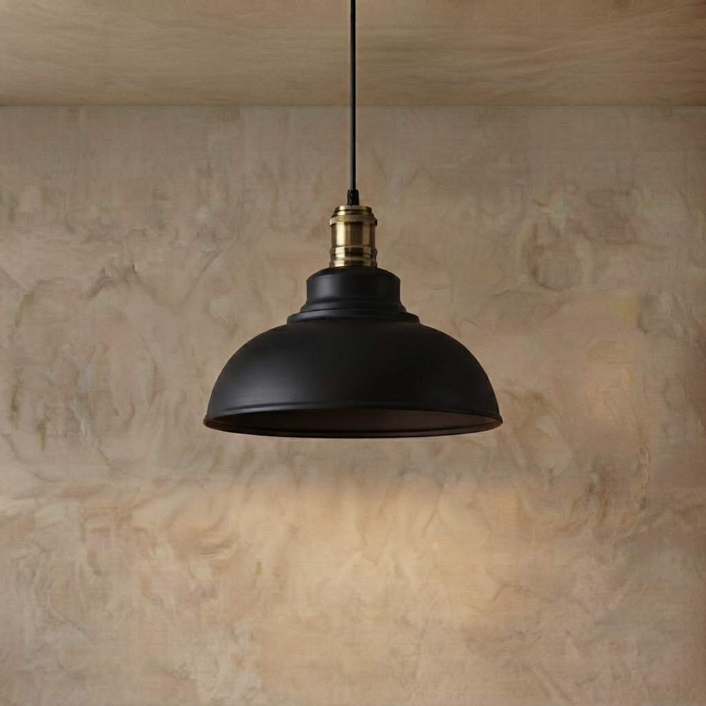 Lámpara colgante industrial Irondale de metal - Diseño de cúpula de cobre para comedor