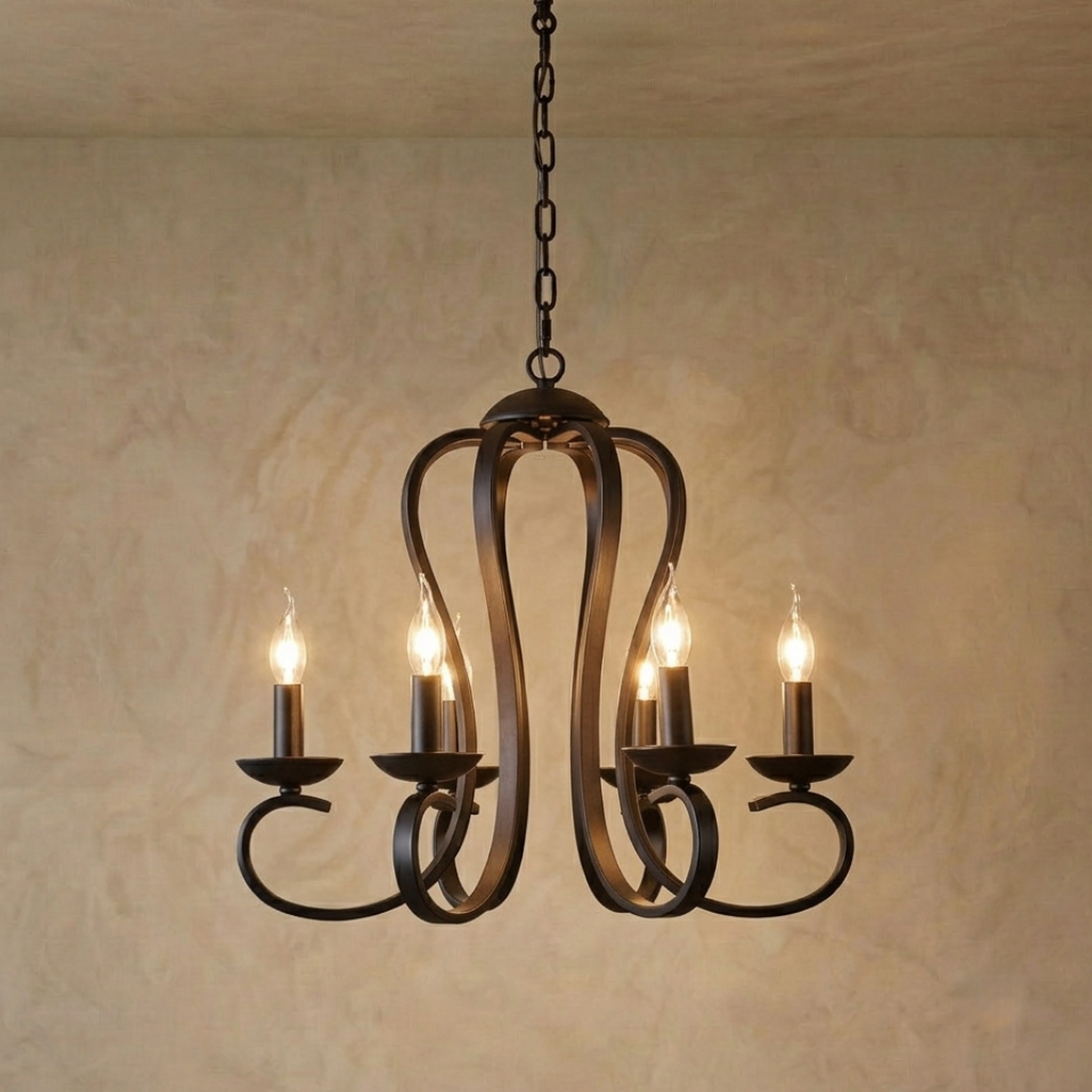 Lámpara de araña vintage Excelis con múltiples luces metálicas para comedor/sala de estar