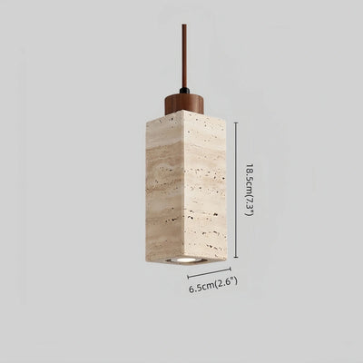 Strata Natural Column Pendant Light -Beige Travertine for Kitchen Island