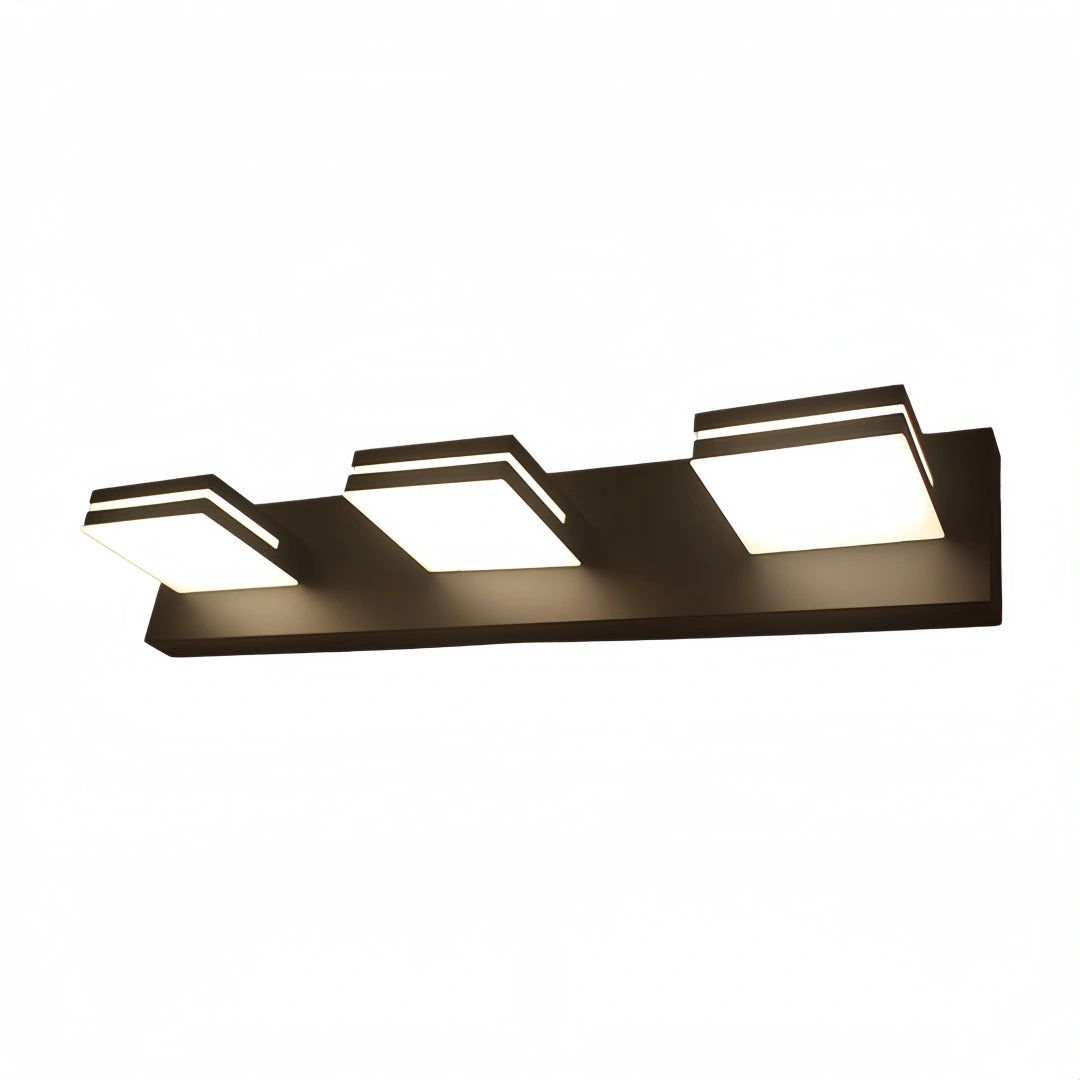 Arcato Modern 3-Light Bathroom Vanity – Cube Acrylic Shades on Matte Black Bathroom