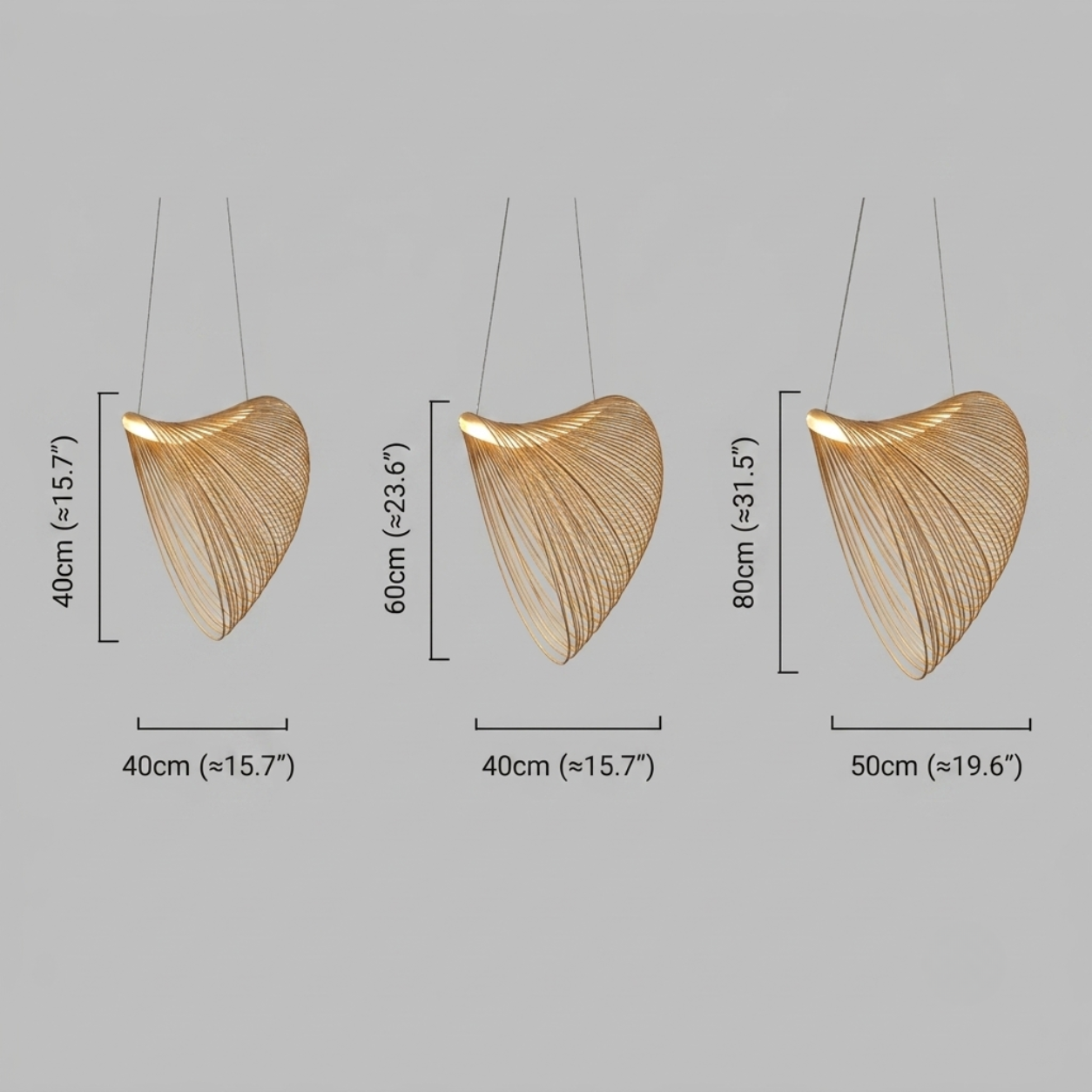 Lámpara colgante Zenno Art Deco - Diseño irregular de madera para comedor