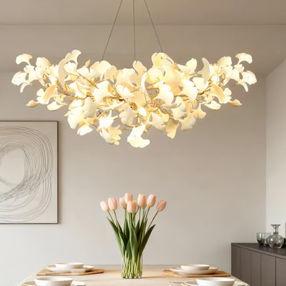 Excelis Luxury Leaf Chandelier – White or Gold Ceramic Design for Dining Room