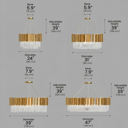 Excelis Royal Gold Crystal Chandelier – Tiered Metal with Sparkling Crystals