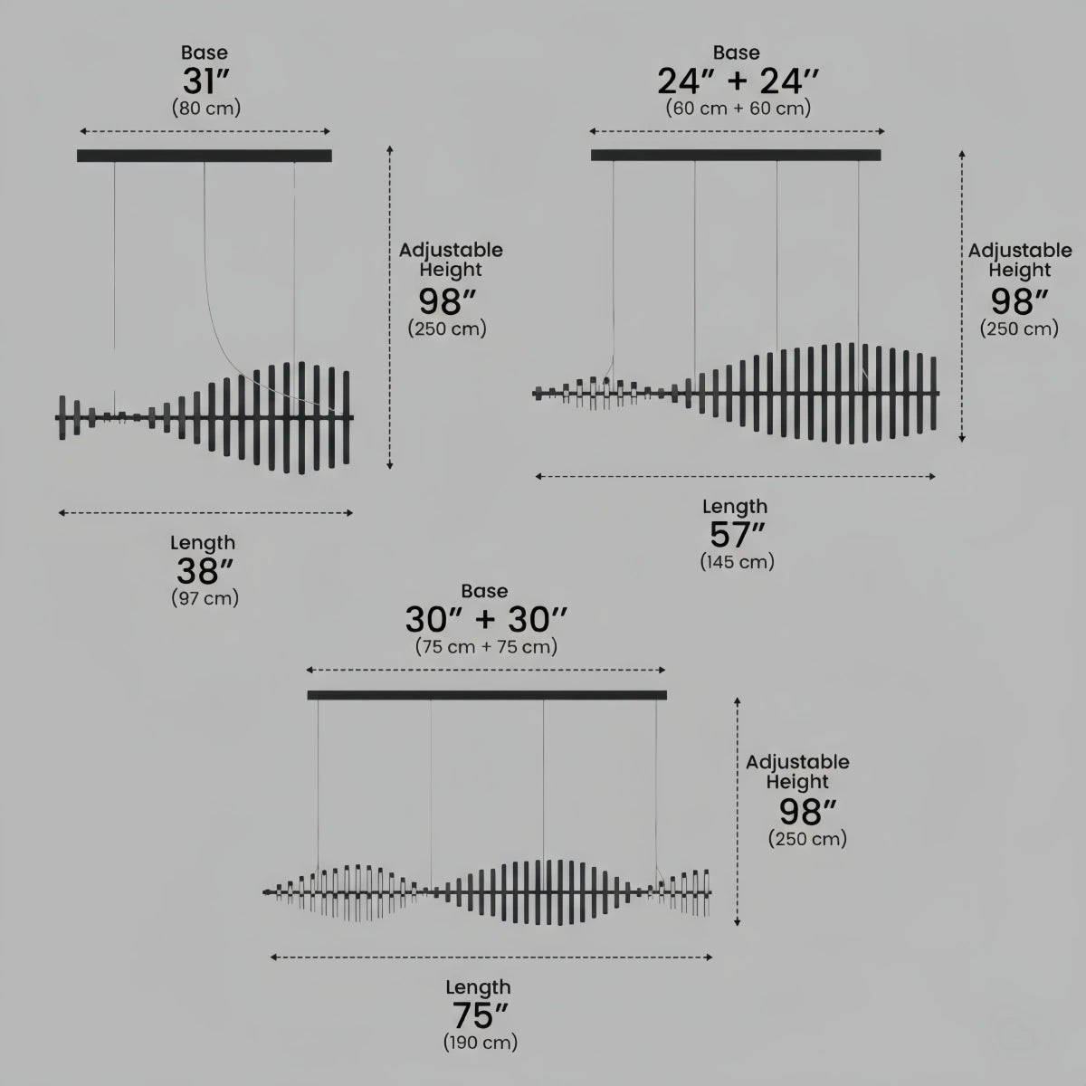 Arcato Modern Adjustable Stacked Pendant Light – Black Ash Iron Acrylic Aluminum for Kitchen Island