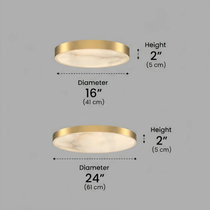 Excelis Modern Alabaster Disc Ceiling Light – Solid Brass Frame Warm Ambient Glow