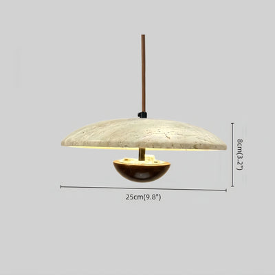 Lámpara Colgante Minimalista Strata – Travertino y Metal, Color Nogal/Madera para Interiores