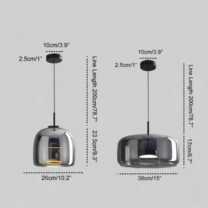 Vetro Modern Pendant Light – Glass in Amber/Smoked for Kitchen/Dining Room