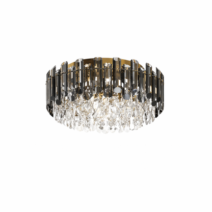 Luxury Crystal Flush Mount Chandelier – Smoky/Clear Dimmable for Living Room