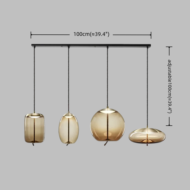 Vetro Modern Blue/Amber Pendant Light - Decorative Glass Geometric Living Room